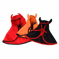 HKM-6553021 Pet Halloween Cloak with Horns for Dogs and Cats – Polyester, Red/Black/Orange, Multiple Sizes Available