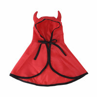 HKM-6553021 Pet Halloween Cloak with Horns for Dogs and Cats – Polyester, Red/Black/Orange, Multiple Sizes Available