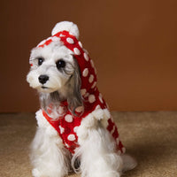 HKM-6554429 Red Polka Dot Sleeveless Hooded Vest Coat for Pets