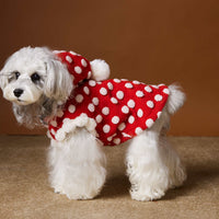 HKM-6554429 Red Polka Dot Sleeveless Hooded Vest Coat for Pets
