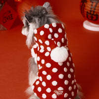 HKM-6554429 Red Polka Dot Sleeveless Hooded Vest Coat for Pets