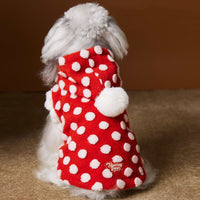 HKM-6554429 Red Polka Dot Sleeveless Hooded Vest Coat for Pets