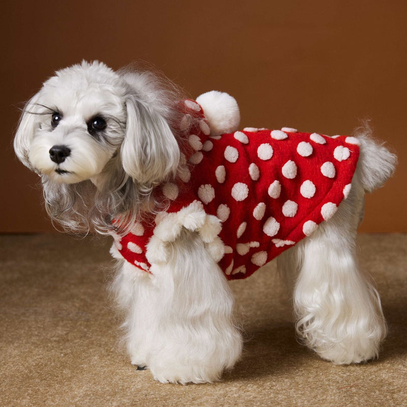 HKM-6554429 Red Polka Dot Sleeveless Hooded Vest Coat for Pets
