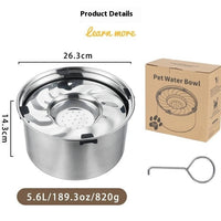 HKM-6554685 Large Capacity Stainless Steel Pet Water Bowl for Dogs and Cats - 1L, 3L, 5.6L Options Available