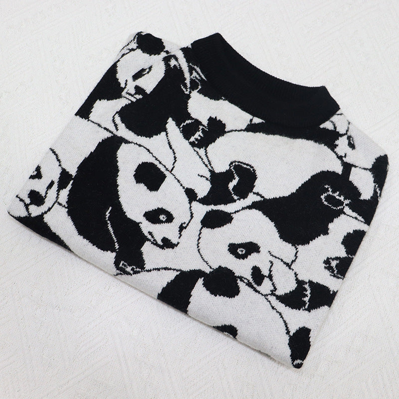 HKM-6555197 Cute Panda Pattern Wool Sweater for Short Fat Dogs in Black and White