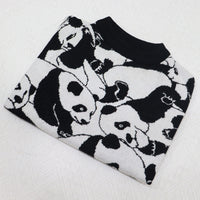 HKM-6555197 Cute Panda Pattern Wool Sweater for Short Fat Dogs in Black and White