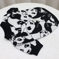 HKM-6555197 Cute Panda Pattern Wool Sweater for Short Fat Dogs in Black and White