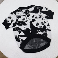 HKM-6555197 Cute Panda Pattern Wool Sweater for Short Fat Dogs in Black and White