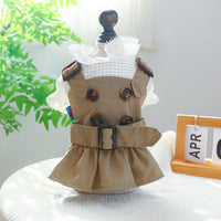 HKM-6556221 Khaki Trench Coat for Pets – Stylish Couple Clothing Set in Polyester