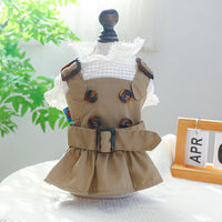 HKM-6556221 Khaki Trench Coat for Pets – Stylish Couple Clothing Set in Polyester