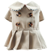 HKM-6556221 Khaki Trench Coat for Pets – Stylish Couple Clothing Set in Polyester