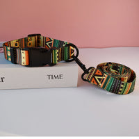 HKM-6556605 Nylon Printed Dog Collar and Leash Set for Puppies ¨C Adjustable Size Options Available