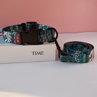 HKM-6556605 Nylon Printed Dog Collar and Leash Set for Puppies ¨C Adjustable Size Options Available