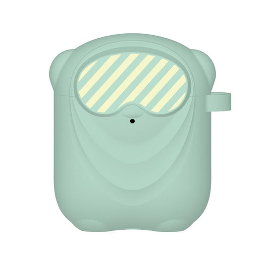 HKM-655699 Cartoon Silicone Protective Cover for AirPods - Wallet Style, Compatible with Bluetooth Headsets in Green, Pink, Blue, and Black