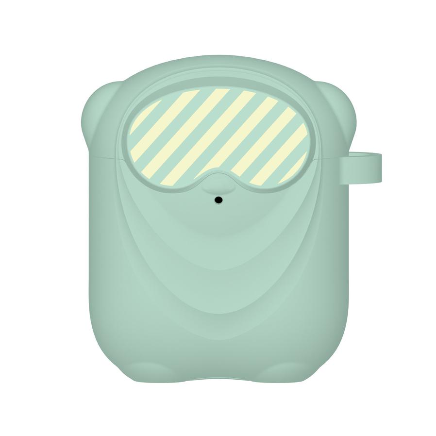 HKM-655699 Cartoon Silicone Protective Cover for AirPods - Wallet Style, Compatible with Bluetooth Headsets in Green, Pink, Blue, and Black