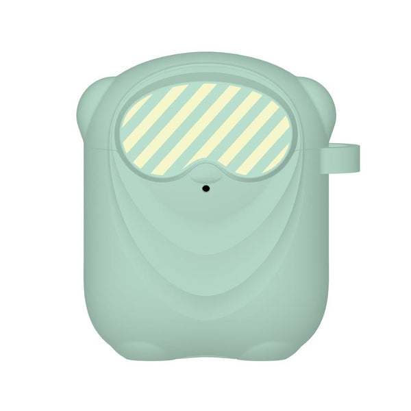 HKM-655699 Cartoon Silicone Protective Cover for AirPods - Wallet Style, Compatible with Bluetooth Headsets in Green, Pink, Blue, and Black