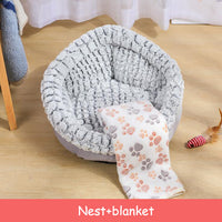 HKM-6558653 Soft Non-Slip Plush Round Pet Bed for Cats and Dogs, Cozy Nest Cushion