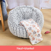 HKM-6558653 Soft Non-Slip Plush Round Pet Bed for Cats and Dogs, Cozy Nest Cushion