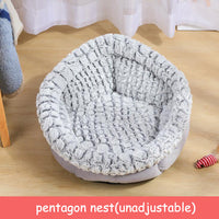 HKM-6558653 Soft Non-Slip Plush Round Pet Bed for Cats and Dogs, Cozy Nest Cushion