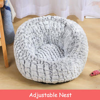 HKM-6558653 Soft Non-Slip Plush Round Pet Bed for Cats and Dogs, Cozy Nest Cushion