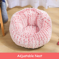 HKM-6558653 Soft Non-Slip Plush Round Pet Bed for Cats and Dogs, Cozy Nest Cushion