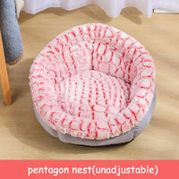 HKM-6558653 Soft Non-Slip Plush Round Pet Bed for Cats and Dogs, Cozy Nest Cushion