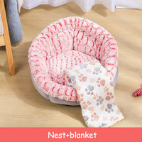 HKM-6558653 Soft Non-Slip Plush Round Pet Bed for Cats and Dogs, Cozy Nest Cushion