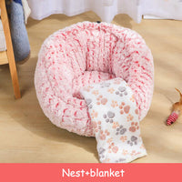 HKM-6558653 Soft Non-Slip Plush Round Pet Bed for Cats and Dogs, Cozy Nest Cushion