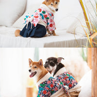 HKM-6558781 Flower Japanese Kimono Pet Apparel in Cotton and Polyester for Small to Extra Large Dogs