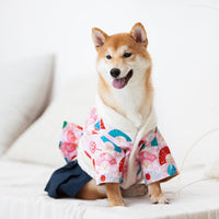 HKM-6558781 Flower Japanese Kimono Pet Apparel in Cotton and Polyester for Small to Extra Large Dogs