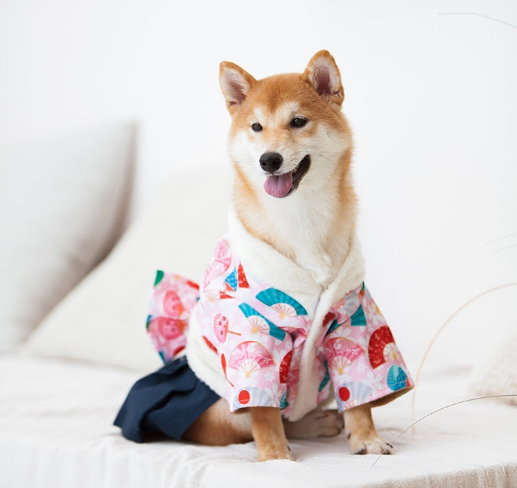 HKM-6558781 Flower Japanese Kimono Pet Apparel in Cotton and Polyester for Small to Extra Large Dogs