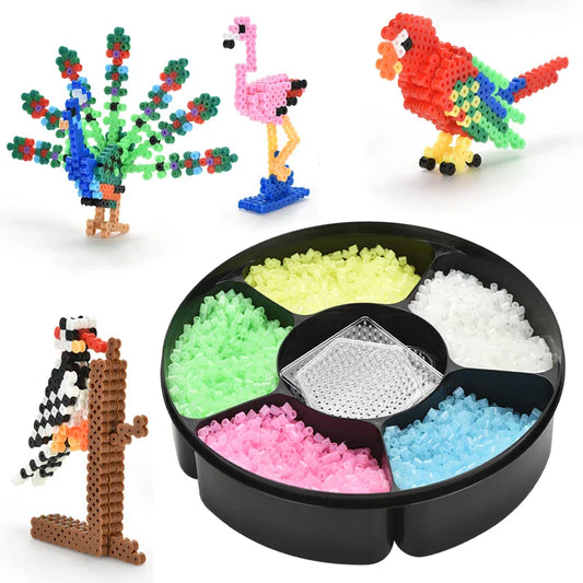 HKM-655891 DIY Assembled Glow Colorful Ironing Beads Craft Set - 7500 Pieces for Ages 6 and Up