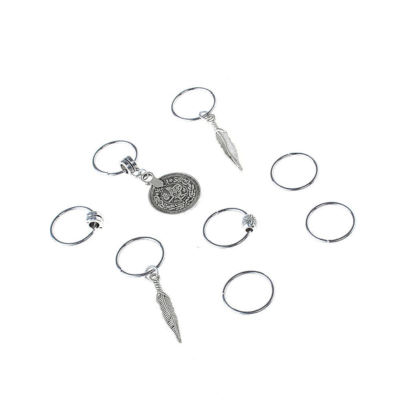 HKM-655891 Vintage Leaf Design Alloy Hairpin – Elegant Side Clip for Women in Ancient Silver