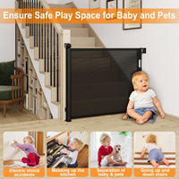 HKM-6560061 Retractable Safety Baby Gate, Mesh Dog Gate for Doorways and Stairs - 55 Inch Wide, 33 Inch Tall, Indoor and Outdoor Use
