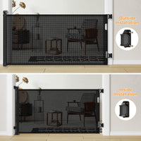 HKM-6560061 Retractable Safety Baby Gate, Mesh Dog Gate for Doorways and Stairs - 55 Inch Wide, 33 Inch Tall, Indoor and Outdoor Use