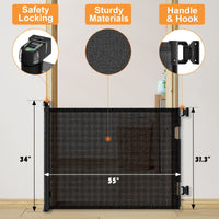 HKM-6560061 Retractable Safety Baby Gate, Mesh Dog Gate for Doorways and Stairs - 55 Inch Wide, 33 Inch Tall, Indoor and Outdoor Use