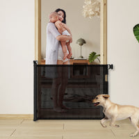 HKM-6560061 Retractable Safety Baby Gate, Mesh Dog Gate for Doorways and Stairs - 55 Inch Wide, 33 Inch Tall, Indoor and Outdoor Use