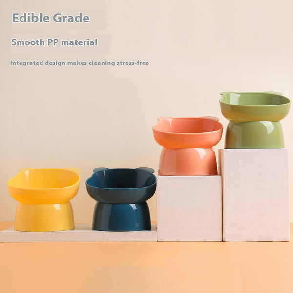 HKM-6560573 Oblique High Foot Anti-Tumble Pet Bowl for Cats and Dogs - Available in Multiple Colors