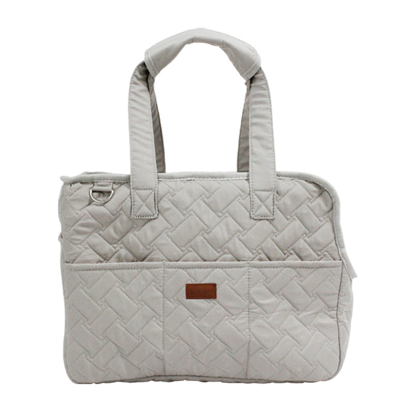 HKM-6560829 Lightweight Beige Canvas Crossbody Pet Carrier Bag for Cats