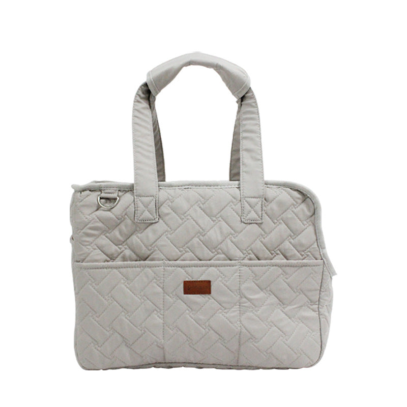HKM-6560829 Lightweight Beige Canvas Crossbody Pet Carrier Bag for Cats