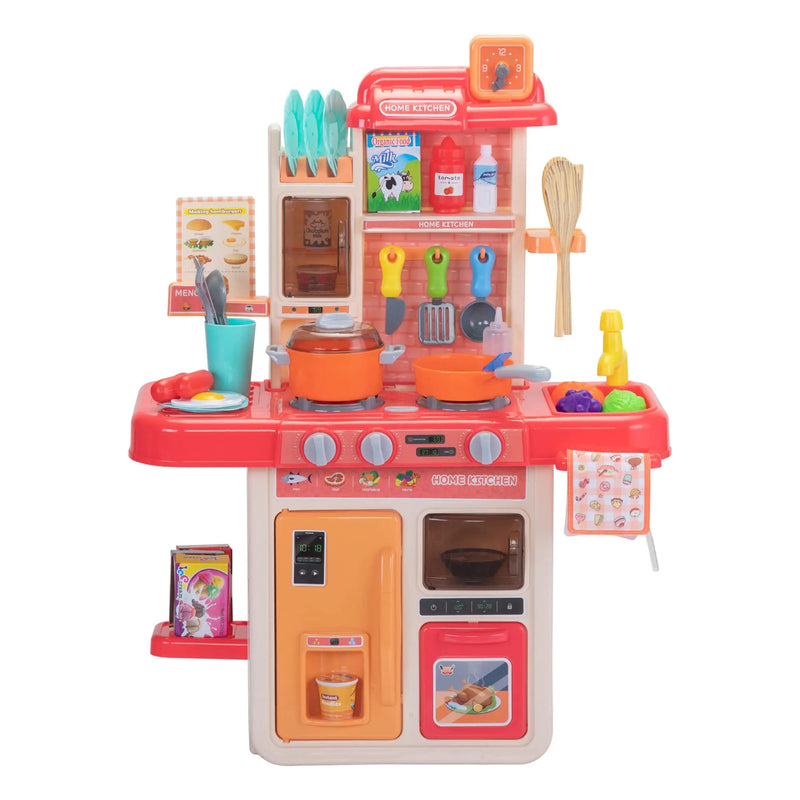 HKM-656275 Kids Cooking Play Kitchen Set with 42 Pieces, Lights, Sounds, Sink & Water Spray