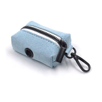 HKM-6564157 Light Blue Velvet Pet Collar Set with Black Buckle, Leash, Bow, and Poop Bag