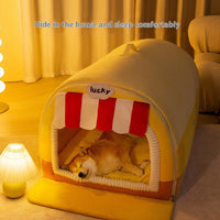 HKM-6564413 Stylish Painted Pet Bed for Large Dogs - Available in Rock Yellow, Lucky Green, and Coffee Brown
