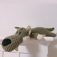 HKM-6565181 Bite-Resistant Plush Dog Toy - Lying Wolf, Elephant, and Lion (28cm)