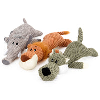 HKM-6565181 Bite-Resistant Plush Dog Toy - Lying Wolf, Elephant, and Lion (28cm)