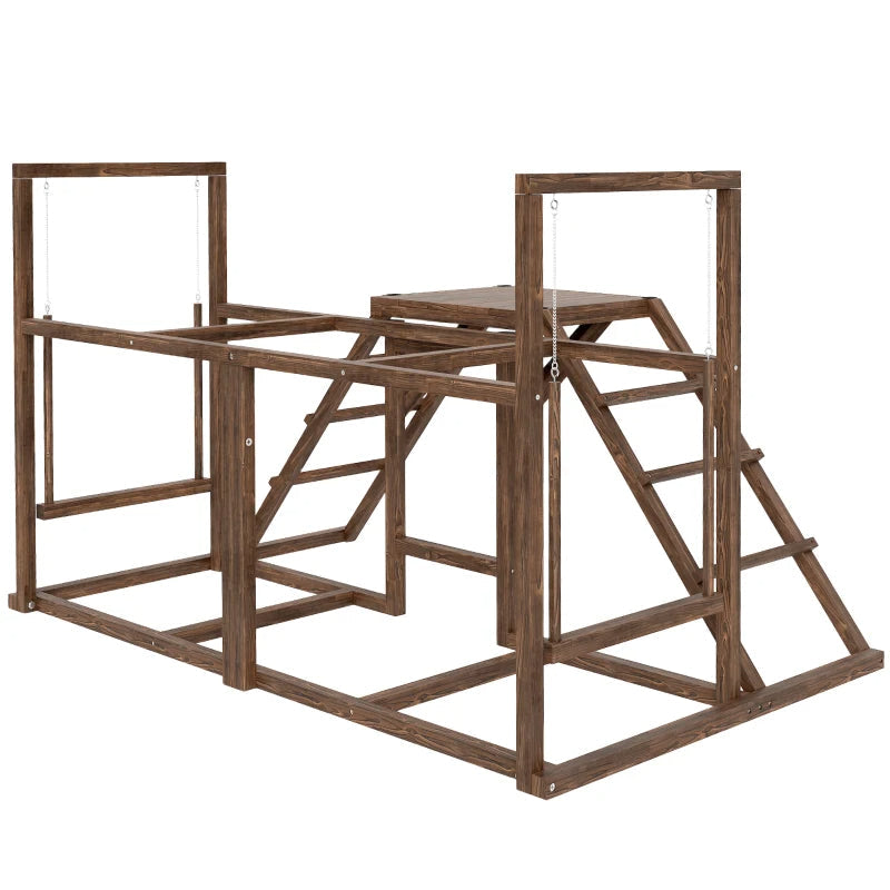 HKM-6565821 Chicken Activity Play Set with Swings, Ladders, and Multi-Level Perches for Enrichment and Exercise
