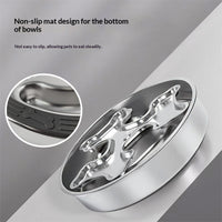 HKM-6566333 Stainless Steel Rotating Slow-Feeding Pet Bowl with Bone Design, 304 Material