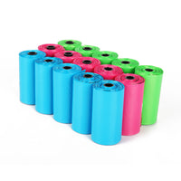 HKM-6566589 Eco-Friendly Degradable Dog Waste Bags - 8 Rolls, 15 Bags/Roll, Continuous Flat Mouth Design