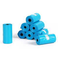 HKM-6566589 Eco-Friendly Degradable Dog Waste Bags - 8 Rolls, 15 Bags/Roll, Continuous Flat Mouth Design