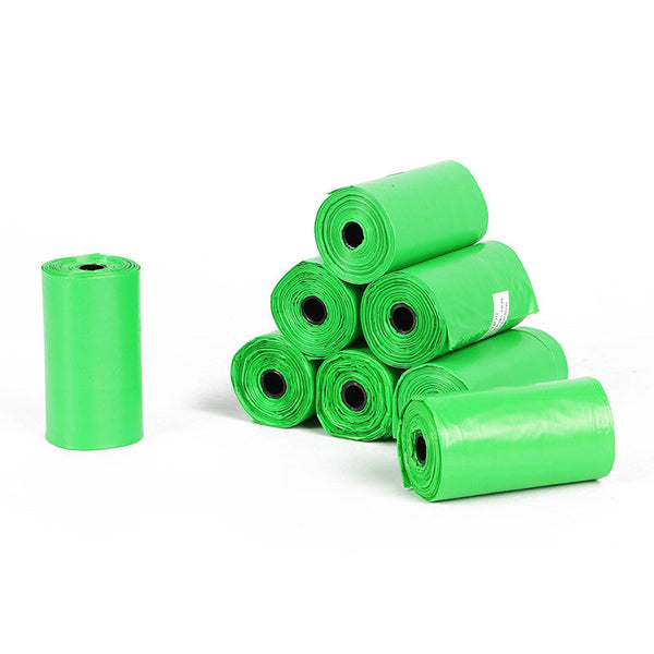 HKM-6566589 Eco-Friendly Degradable Dog Waste Bags - 8 Rolls, 15 Bags/Roll, Continuous Flat Mouth Design